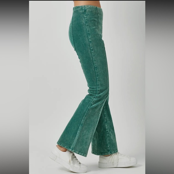 355. Flare Corduroy Pant Washed Vintage Green Side Zip NEW Item NWT S, M, L - Picture 5 of 8
